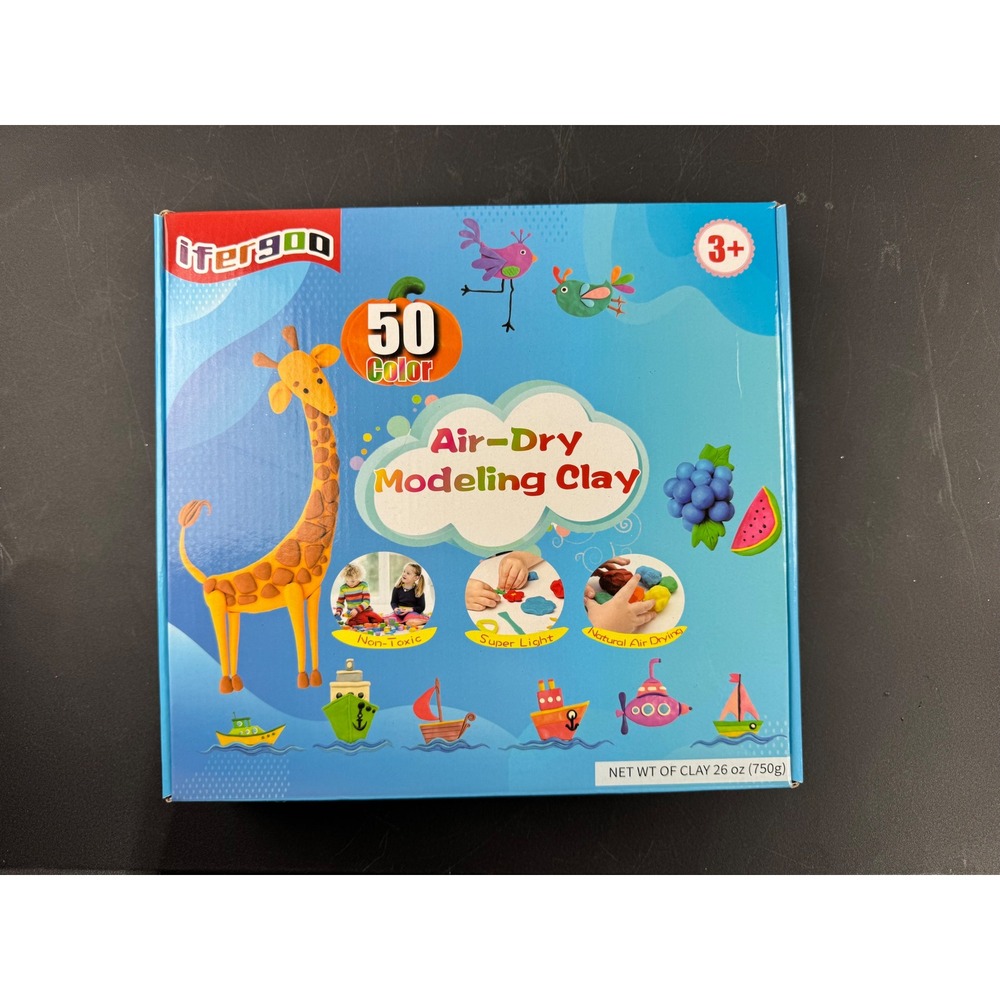 ifergoo 50 Color Air-Dry Modeling Clay Kit Non-Toxic Super Light NT-5 26oz‎ 750g